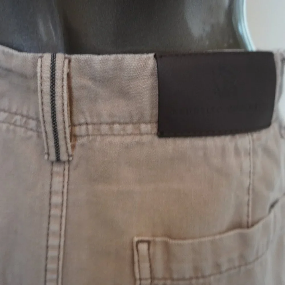 Brunello Cucinelli Monili Skirt Denim Linen Long Straight High Slit Size 6 New